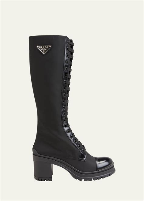 prada over the knee boots 7.5|prada lace up combat boots.